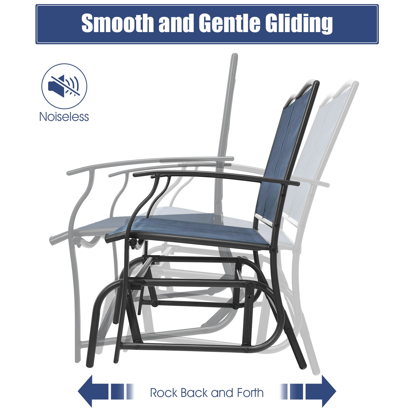 Iron Patio Rocking Chair, Outdoor Backyard Lawn, Navy Patio Rocking Chairs & Gliders at Gallery Canada