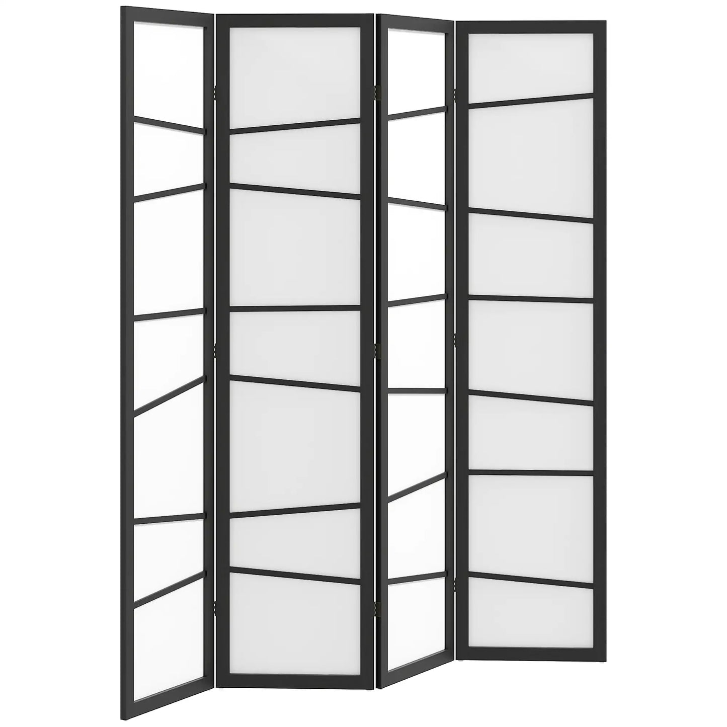 5.6ft Folding Room Divider, 4 Panel Wood Frame, White Room Dividers at Gallery Canada