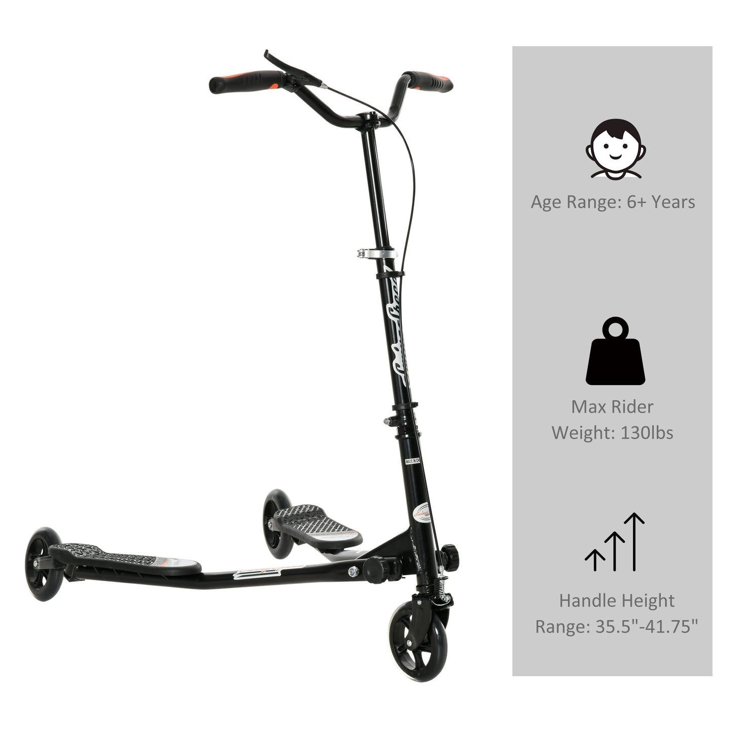 Swing Scooter Kids 3 Wheels Foldable Scooter Child Tri Speeder Slider, Black at Gallery Canada