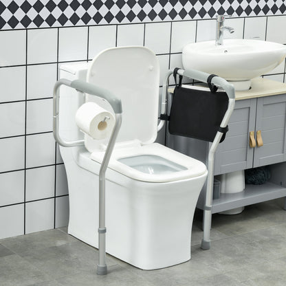 Toilet Safety Rail for Elderly, 300lbs Toilet Safety Frame with Adjustable Height and Width, Storage Pocket, Padded Arms, Assist Grab Bar for Seniors, Easy Installation at Gallery Canada