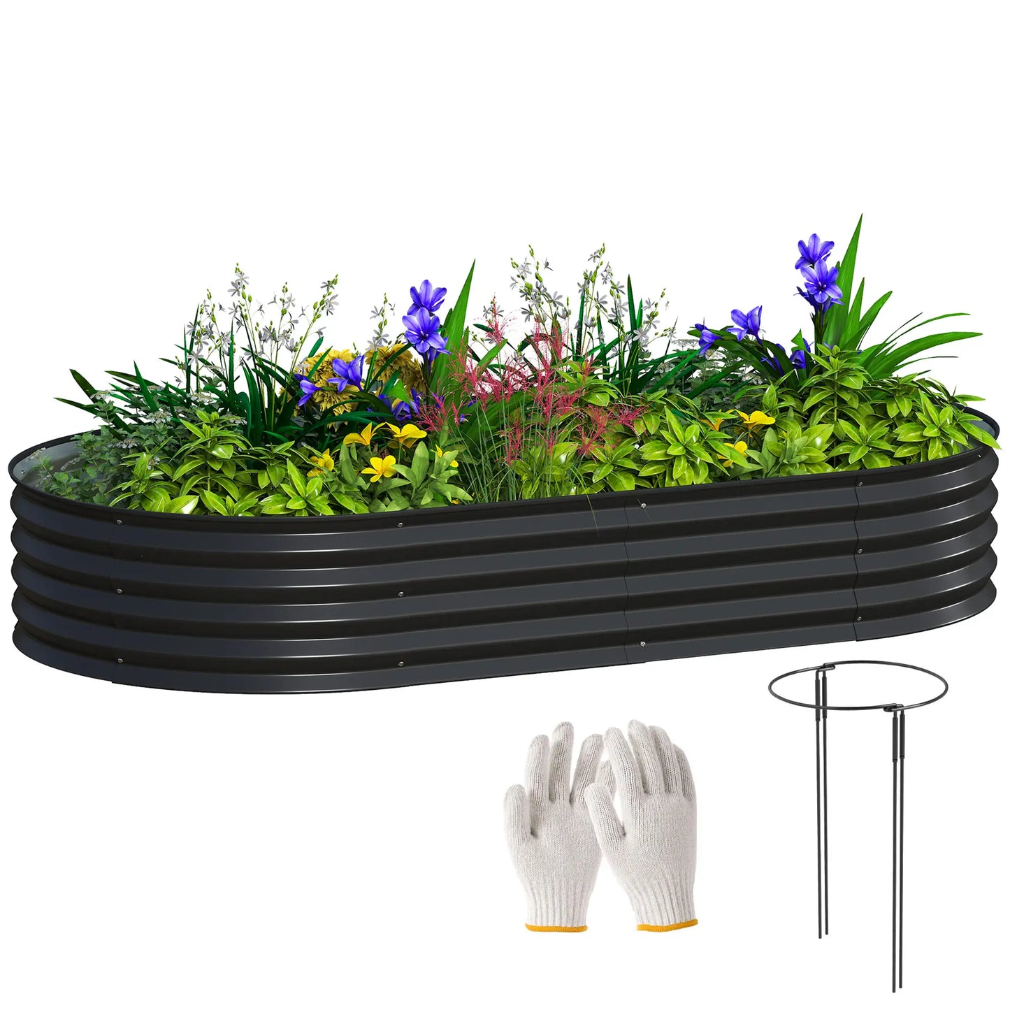 6' x 3' x 1' Galvanized Raised Garden Bed, Metal Plant Stake, Black Galvanized Planter Boxes at Gallery Canada