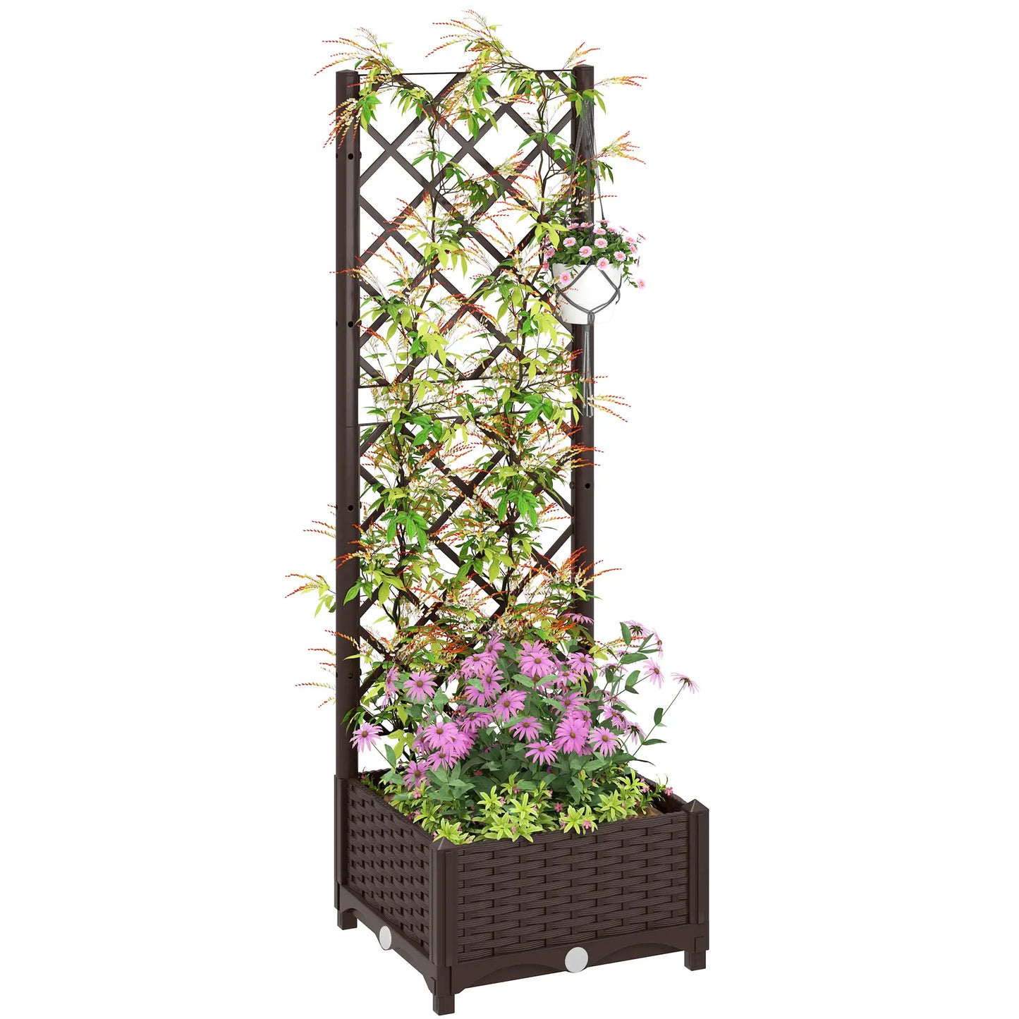 Raised Garden Bed with Trellis, Plastic, 16" x 16" x 48", Drainage Holes Raised Garden Beds at Gallery Canada