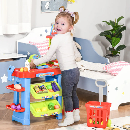 Supermarket Playset, Shopping Cart, Cash Register, Light & Sound, Age 3-6 Workbench Toy Sets Blue, Green and Red at Gallery Canada