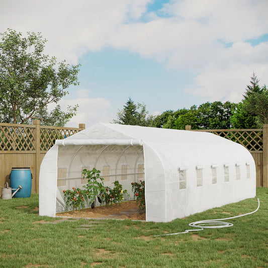26'L x 10'W x 6.8'H Walk-In Greenhouse, Steel Frame, White Tunnel Greenhouses White at Gallery Canada