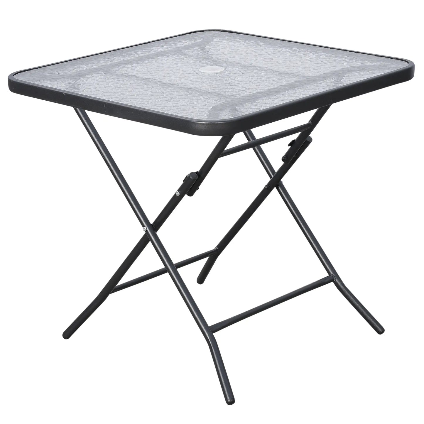 30" Square Outdoor Dining Table, Foldable, Water-Grain Glass Top, Black Patio Side Tables at Gallery Canada