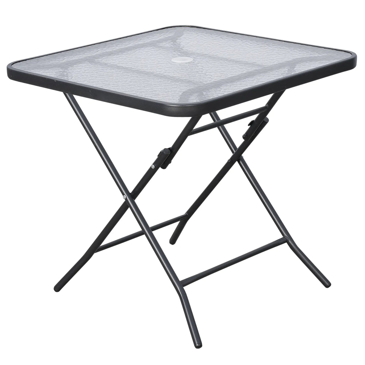 30" Square Outdoor Dining Table With Umbrella Hole, Black Patio Side Tables at Gallery Canada