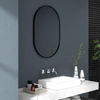 Bathroom Mirror for Vanity, Oval Wall Mirror with Aluminium Frame, 24" x 35" at Gallery Canada