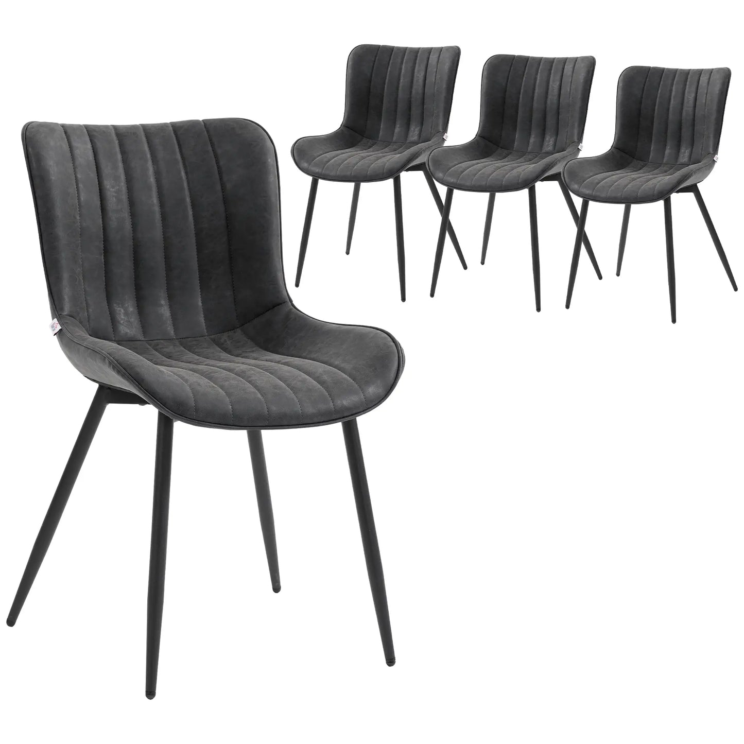 PU Leather Dining Chairs Set of 4, Steel Legs, Black Dining Chairs at Gallery Canada