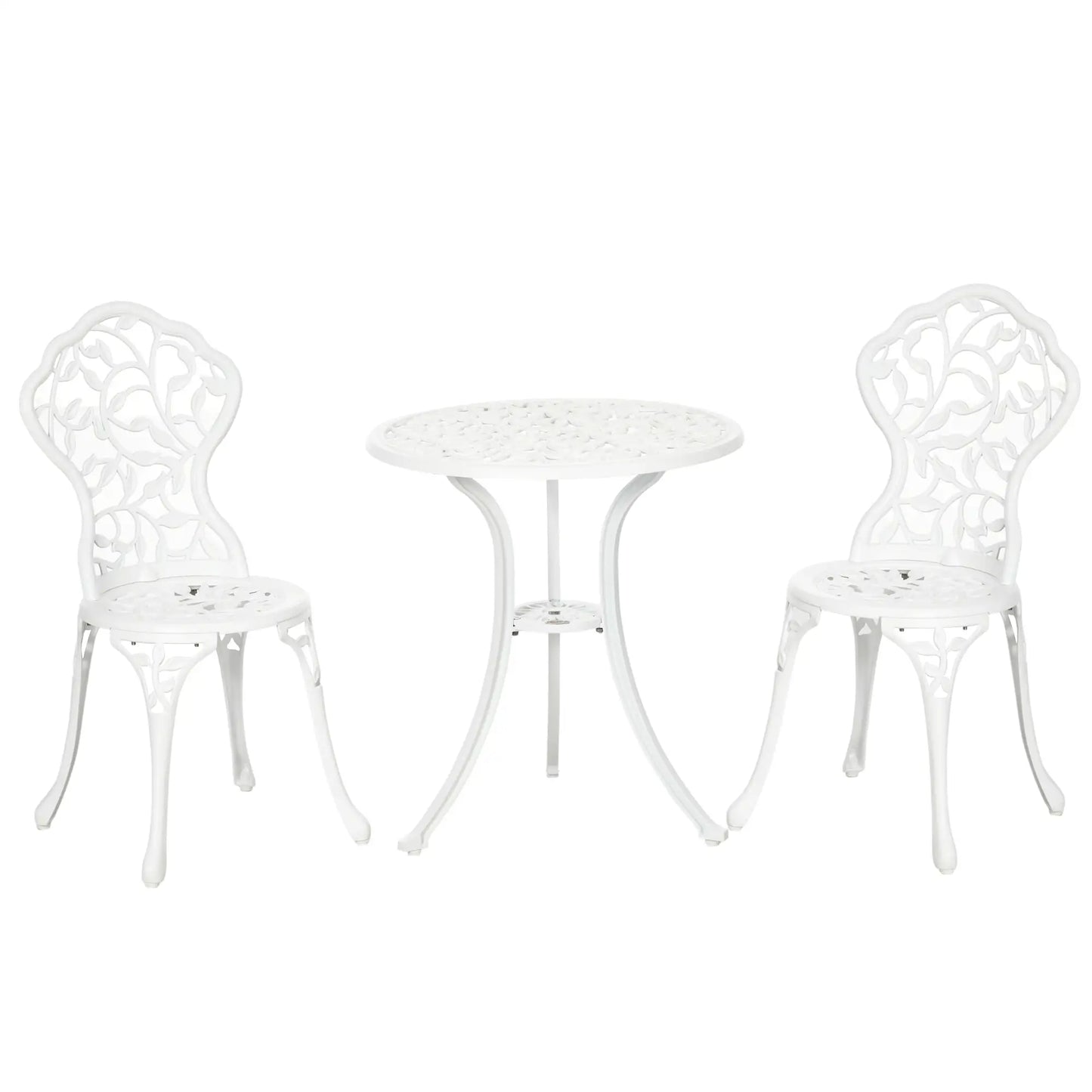 3-Piece Outdoor Furniture Set, Patio Table and Chairs, White