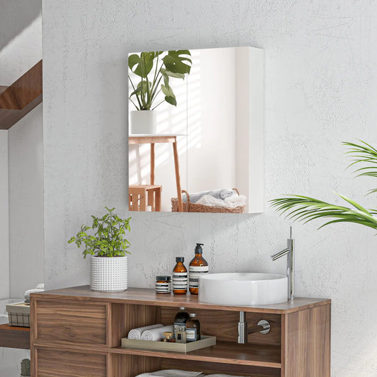 Wall Mounted Mirror Cabinet, Bathroom Medicine, 2 Doors, Adjustable Shelf Mirror Medicine Cabinets White at Gallery Canada