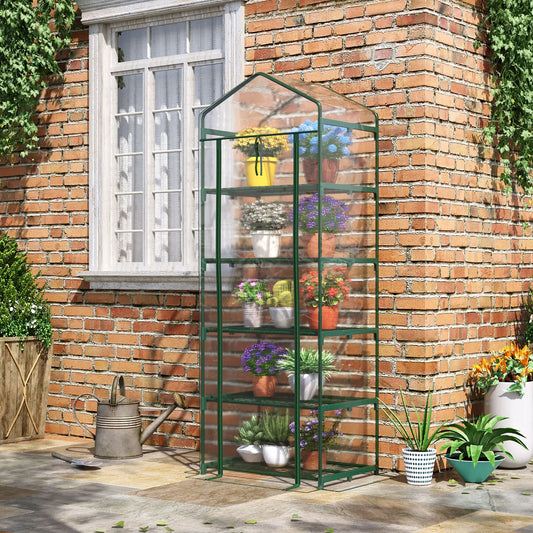 5 Tier Mini Greenhouse, Portable, Transparent, 27.25" x 19.25" x 76", Clear Portable Greenhouses Clear, Dark Green at Gallery Canada
