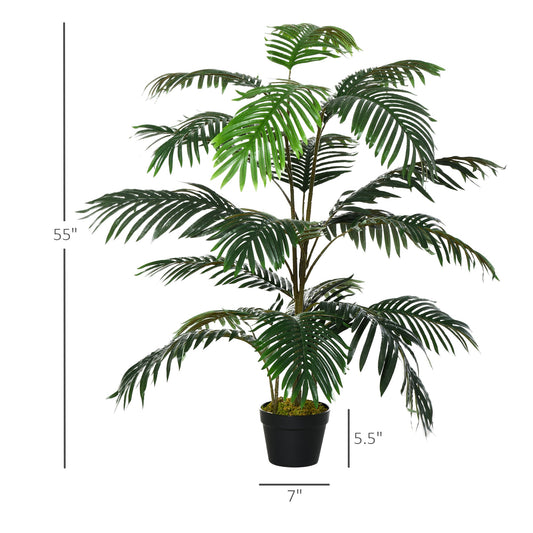 4.6FT Palm Tree Artificial Faux Plant with 20 Leaves in Nursery Pot for Indoor Outdoor Greenery Home Office Decor - Gallery Canada