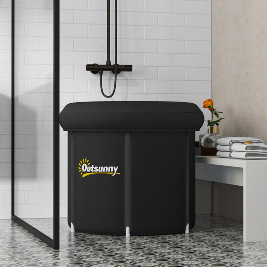 Cold Plunge Tub, Portable Ice Bath with Thermo Lid, Black Outdoor Swimming Pools & Hot Tubs Black at Gallery Canada