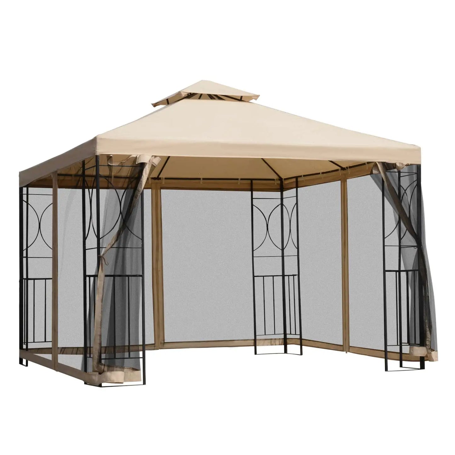 10x10ft Outdoor Gazebo, Double Top Pavilion, Steel Frame, Mosquito Netting Gazebos at Gallery Canada
