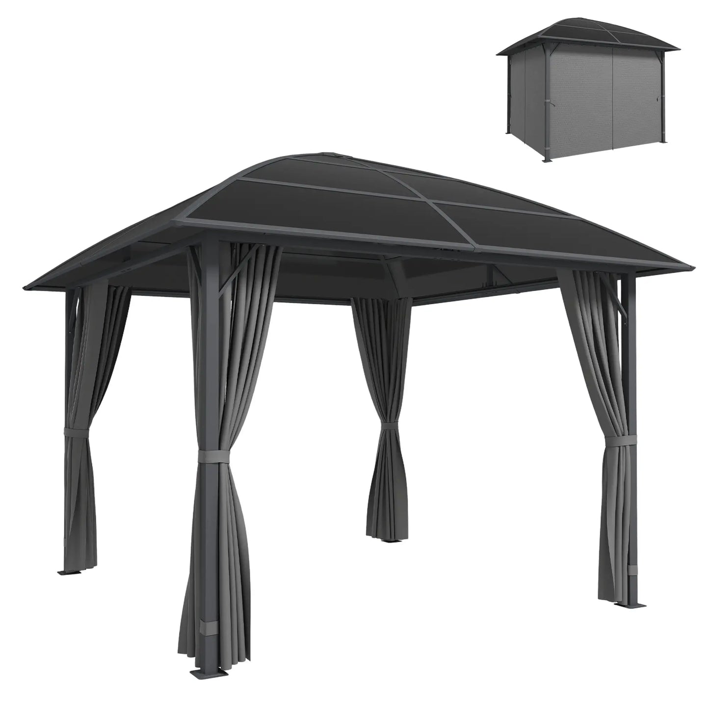 10' x 10' Hardtop Gazebo, Steel Frame, UV50+ Polycarbonate Roof, Light Grey Gazebos at Gallery Canada