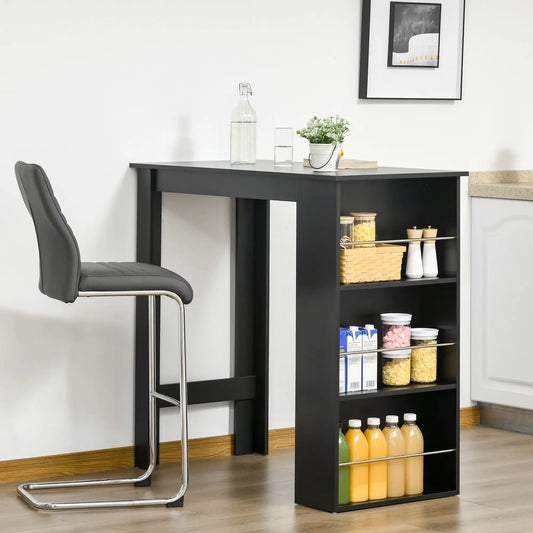 Modern Bar Table, Counter Height, 3 Storage Shelves, Black Bar Tables & Dining Tables Black at Gallery Canada