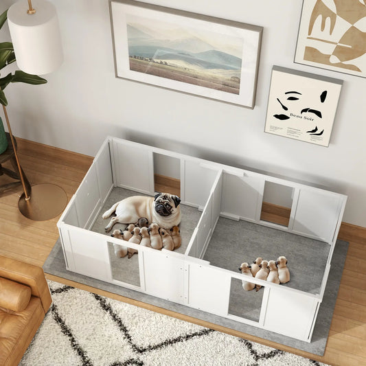 Whelping Box for Dogs, Puppies, Small Size, Adjustable Height Doors Houses, Kennels & Pens White at Gallery Canada