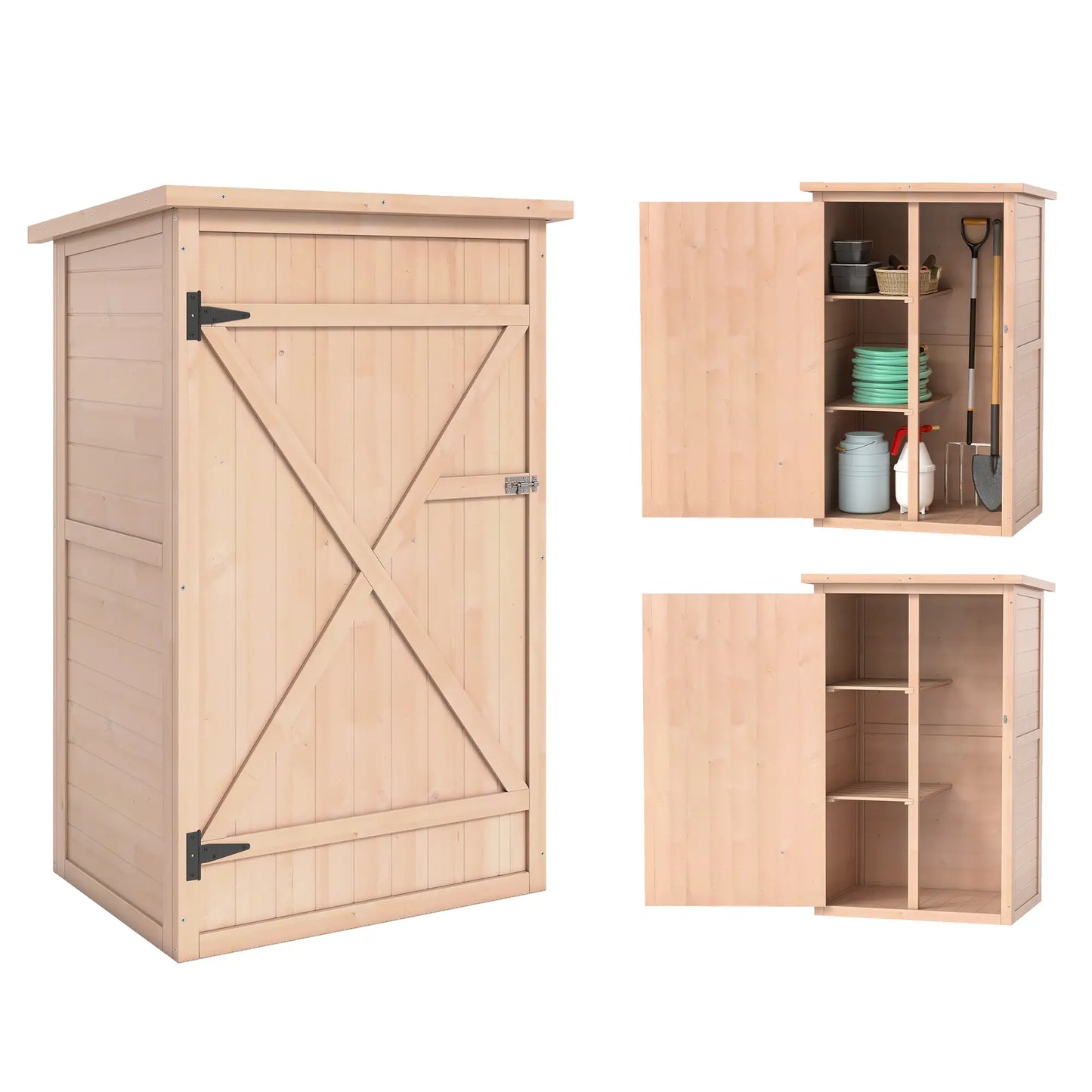 Garden Storage Shed, 29.9"x21.7"x45.3", With Asphalt Roof And Shelves, Natural Sheds at Gallery Canada
