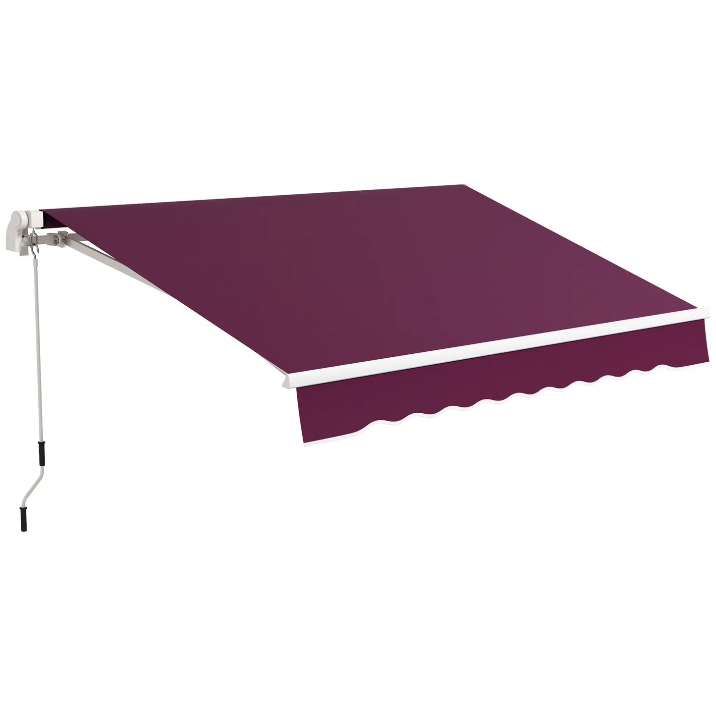10' x 6.5' Manual Retractable Awning, LED Lights, Aluminum Frame, Wine Red Patio Awnings at Gallery Canada