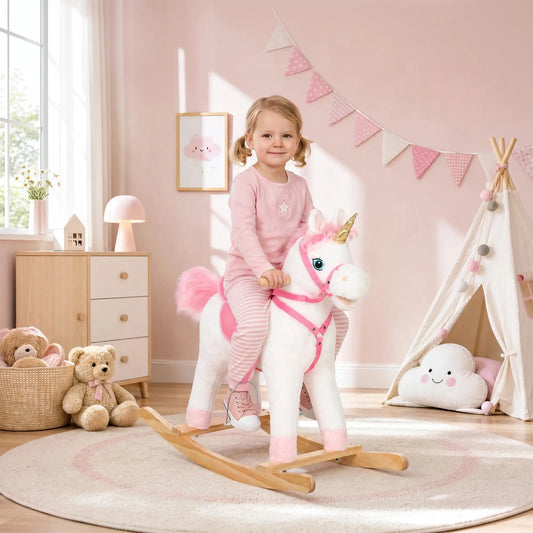 Unicorn Rocking Horse, Ride on Toy, Sounds, White, 3-5 Y, White Rocking Horses White at Gallery Canada