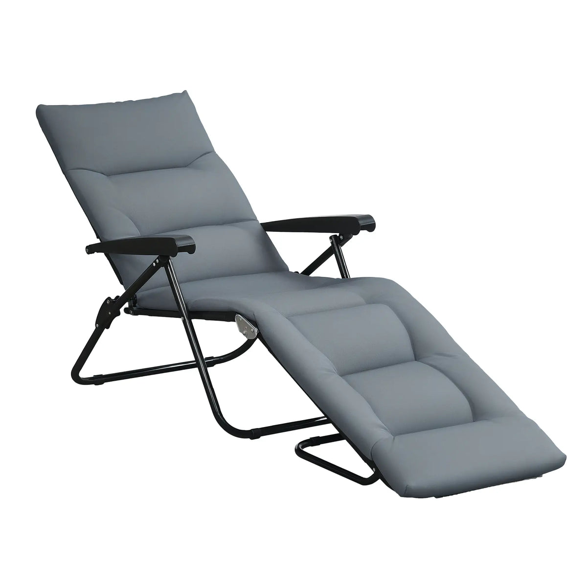 Foldable Lounge Chair, Reclining Patio Sun Lounger, 6-Position Adjustable, Grey