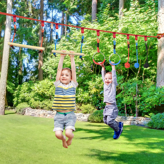 Slackline Set, 30-Piece, 10m Rope With Obstacles, Climbing Frame Gym Sets & Swings Muticolour at Gallery Canada