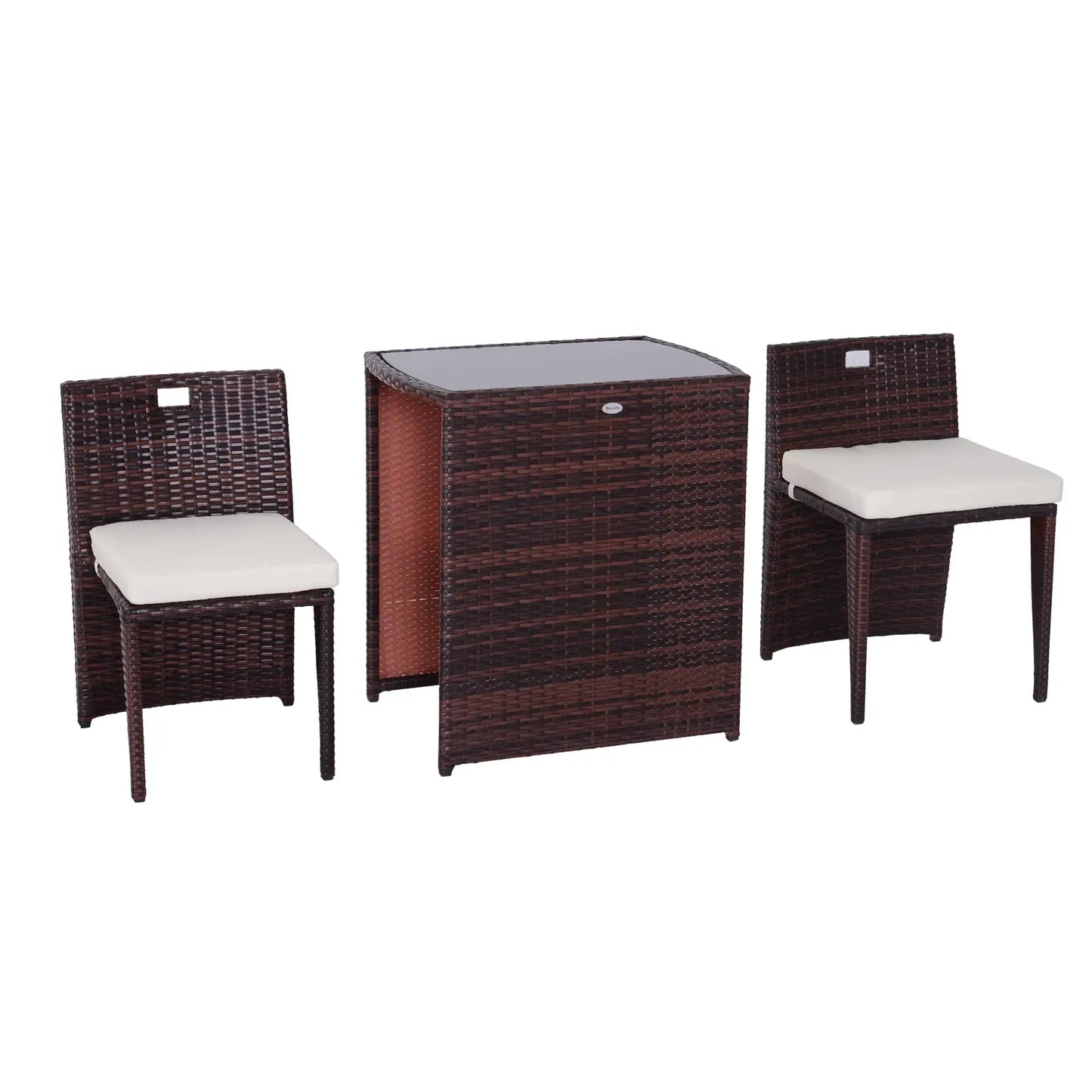 3-Piece Wicker Patio Dining Set, Removable Cushions, Glass Table, Cream White Outdoor Dining Sets at Gallery Canada