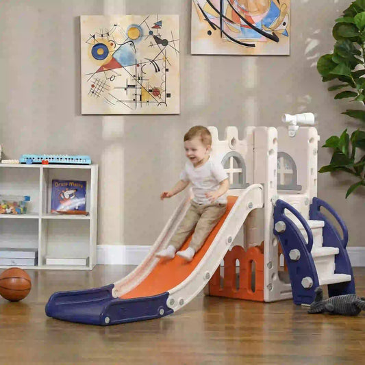 Glissade pour tout-petits avec panier de basket, grimpeur, télescope, panier de rangement, pour 1 à 3 ans, orange