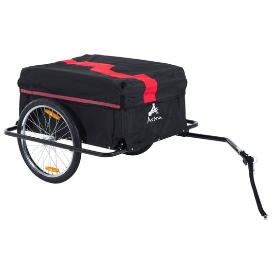 Bicycle Trailer Bike Cargo Trailer Garden Utility Cart Tool Carrier with Removable Cover, Red at Gallery Canada