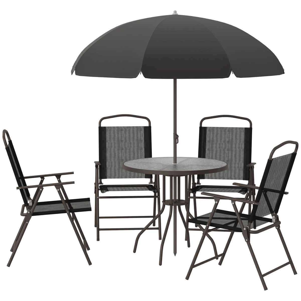 Outsunny 6 Piece Outdoor Dining Set for 4 with Umbrella, Black Outdoor Dining Sets at Gallery Canada