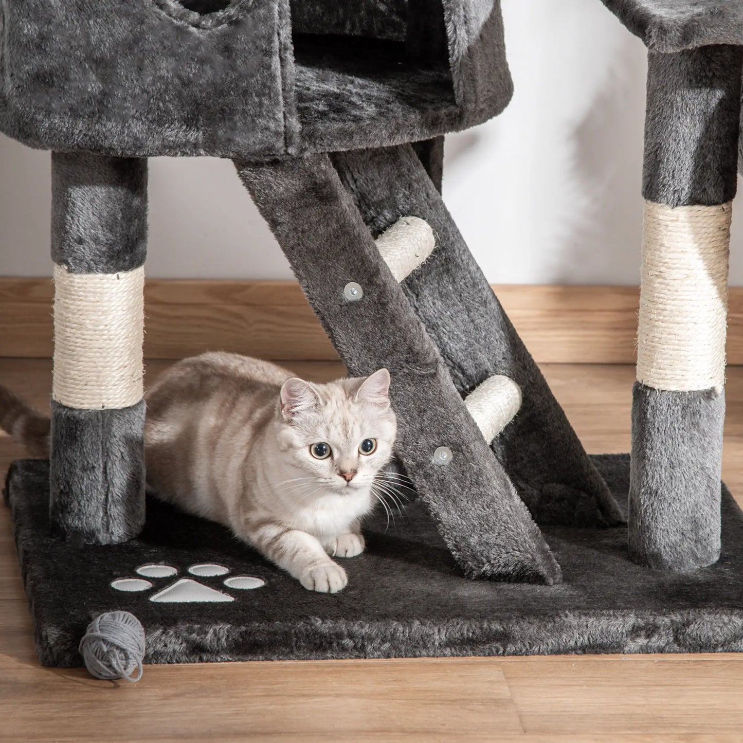 94"-102" Cat Tree, Floor to Ceiling, Multi-Level Play House, Dark Grey Floor to Ceiling Cat Trees at Gallery Canada