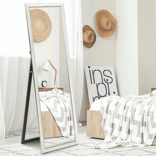 Floor Standing Mirror, Full Body, Leaning or Wall, White Full Length Mirrors White, Gold at Gallery Canada