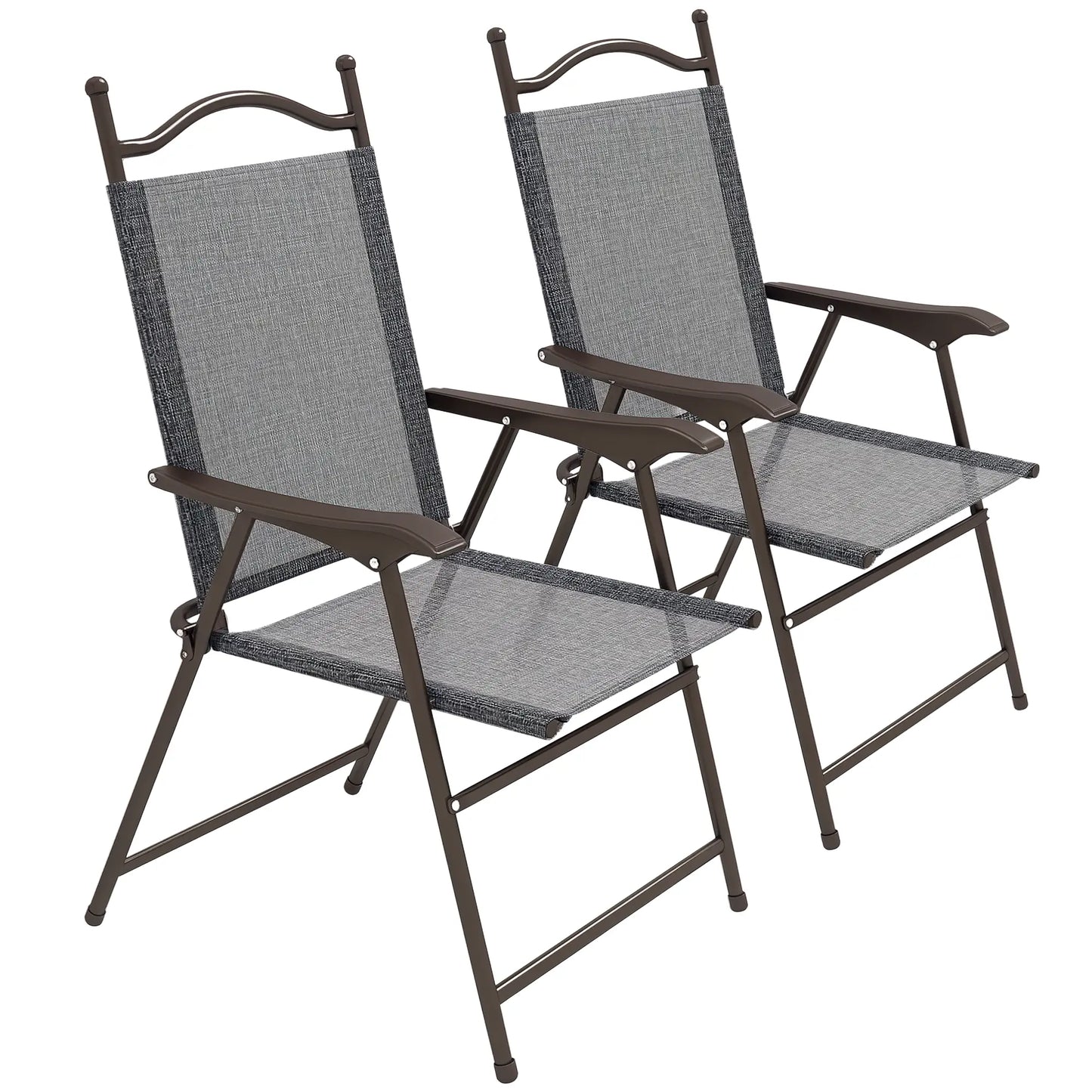 2 Folding Camping Chairs, Mesh Fabric Seat, Armrest, Lawn Sports Chairs Patio Chairs at Gallery Canada