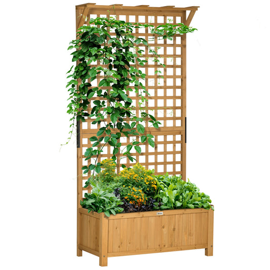 Wood Planter with Trellis for Vine Climbing, Raised Garden Bed, Privacy Screen for Backyard, Patio, Deck, Yellow - Gallery Canada