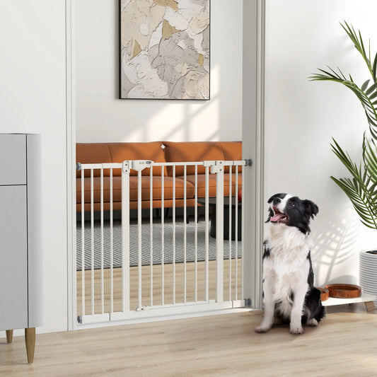 Pet Gate with Door, 30 in Tall, Pressure-Mounted Safety Gate, White Pet Gates White at Gallery Canada
