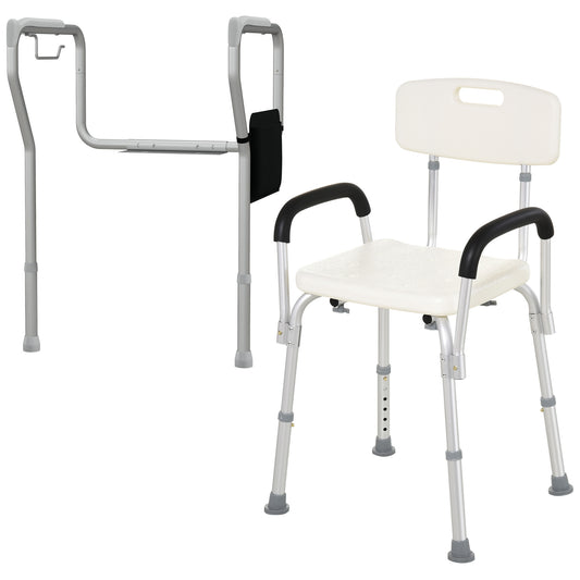 Shower Chair and Toilet Safety Rail Set, Height Adjustable Bath Chair, Width and Height Adjustable Toilet Rail for Seniors, Assist Grab Bar, Easy Installation at Gallery Canada