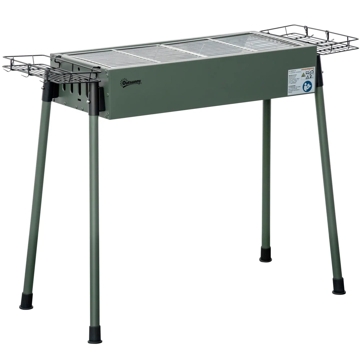 Portable Charcoal Grill With Side Baskets, Dark Green Charcoal BBQ Grils at Gallery Canada