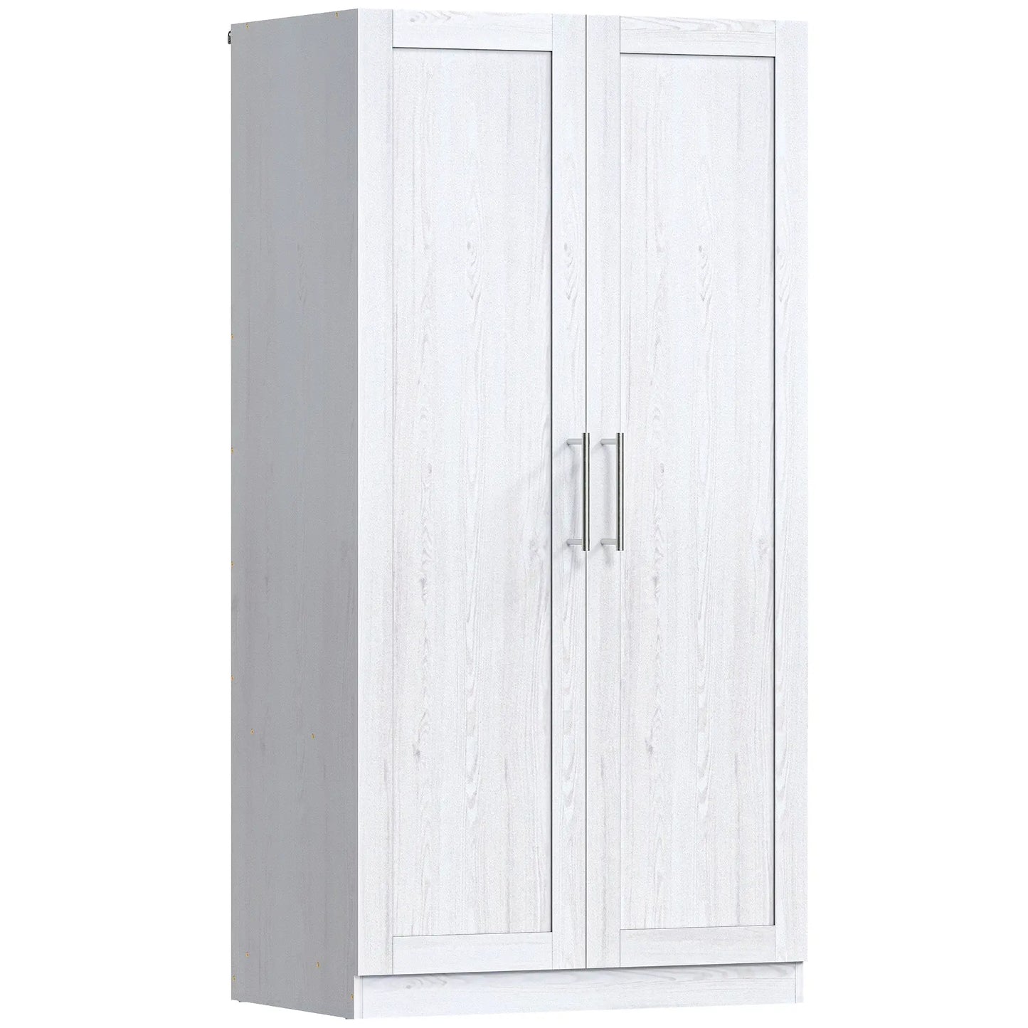 White Wood Effect Wardrobe Cabinet, 2 Doors With Hanging Rod, White Clothing Storage at Gallery Canada