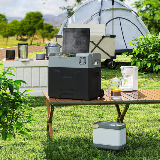 50L Portable Car Refrigerator, 12/24V Electric Cooler, -20℃, Camping, Travel Car Coolers Grey at Gallery Canada