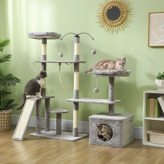53 Cat Tree, Scratching Posts, Condo, Beds, Platforms, Light Grey Cat Towers Light Grey, Cream White at Gallery Canada