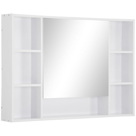 Wall Mounted Medicine Cabinet, 39.25"W x 27.5"H Bathroom Mirror Cabinet with Single Mirrored Door, Shelves and Storage Cupboard, White - Gallery Canada