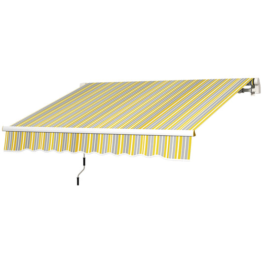 8' x 6.5' Manual Retractable Awning with LED Lights, Aluminum Sun Canopies for Patio Door Window, Yellow and Grey