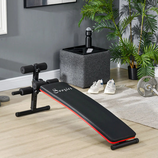 Adjustable Foldable Sit Up Bench, Thigh Support, Black Sit Up Benches Black, Red at Gallery Canada