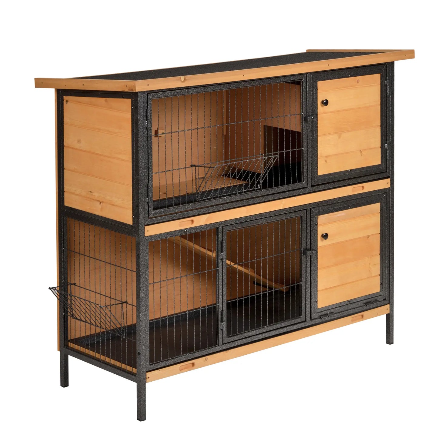 48" 2-Floor Rabbit Hutch, Wooden Pet House, Metal Frame Bunny Cage Rabbit Hutch at Gallery Canada