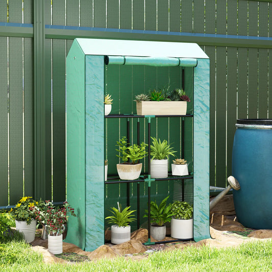 Mini Greenhouse, 3 Tier Shelves, 3 Roll-Up Doors, Indoor Outdoor, Green Greenhouses Green at Gallery Canada