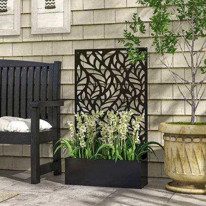 Metal Outdoor Privacy Screen with Raised Graden Bed, Privacy Panel and Planter Box, Wall-Mounted or Freestanding at Gallery Canada