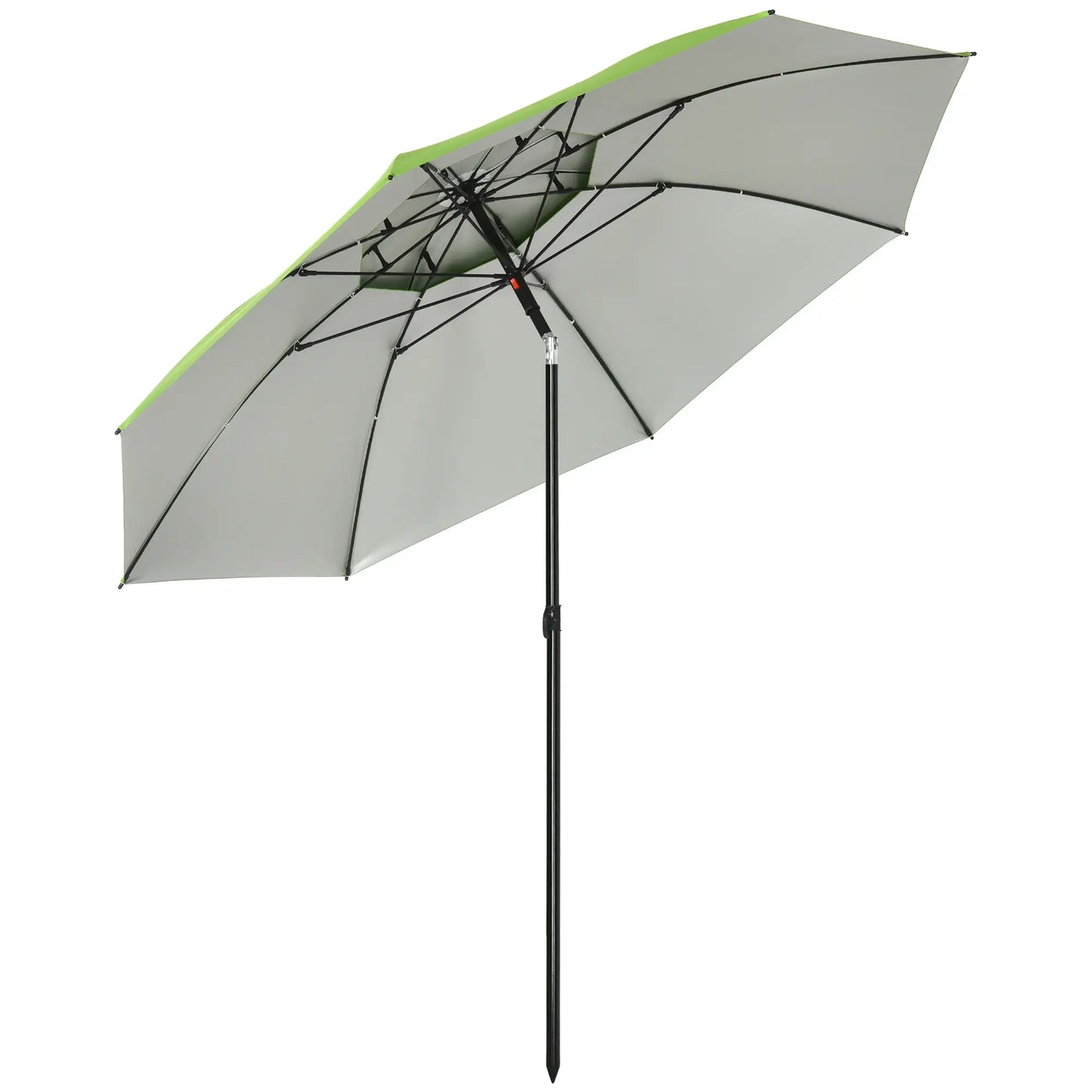 6.6ft Arched Beach Umbrella, Adjustable, Steel Frame, UV30+, Green Beach Umbrellas at Gallery Canada