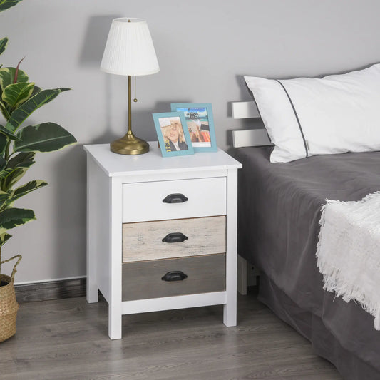 Wooden Accent Table, 3 Drawer Storage Cabinet, Night Stand Storage Cabinets White, Black at Gallery Canada