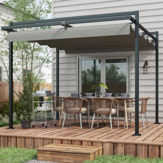 10' x 10' Retractable Pergola, Garden Gazebo, Dark Grey Pergolas Dark Grey at Gallery Canada