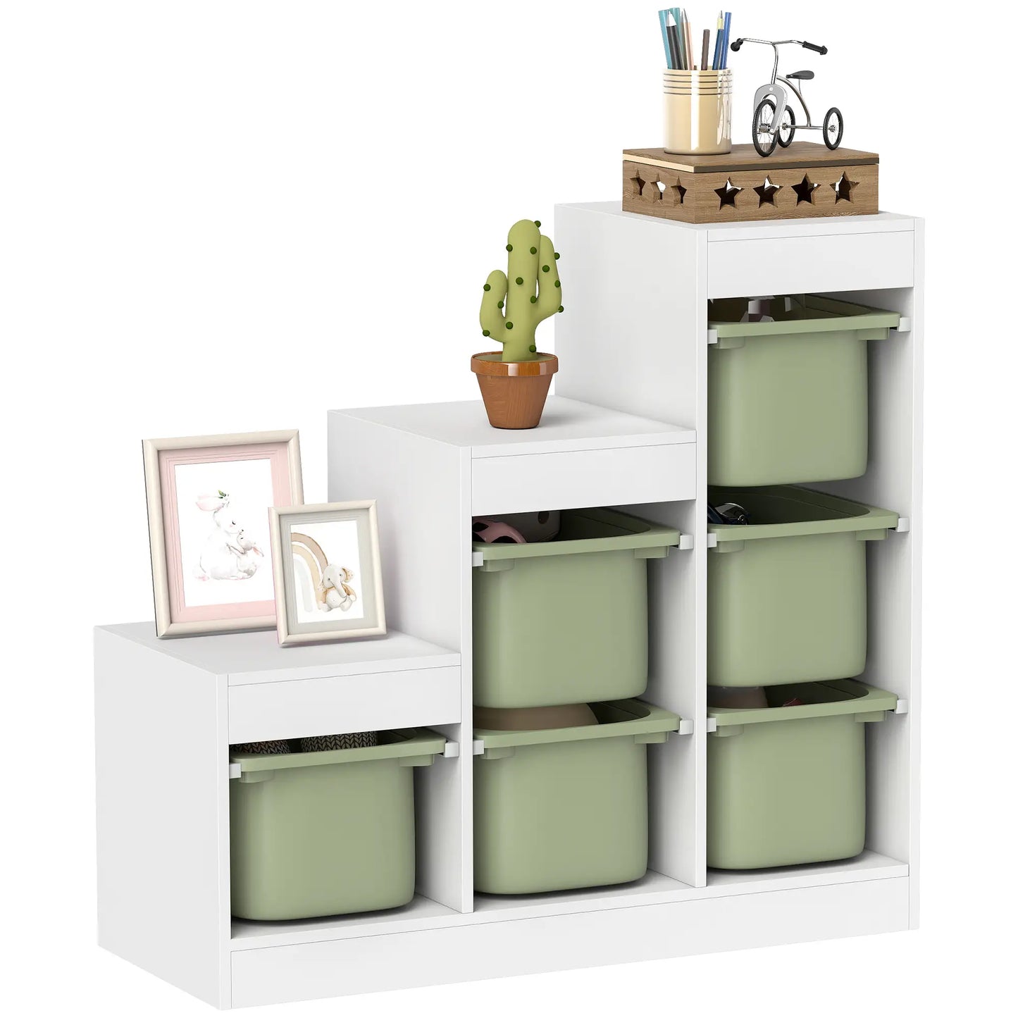 3 Layers Toy Storage Organizer, 6 Plastic Bins, Green Baby & Kids Storage at Gallery Canada